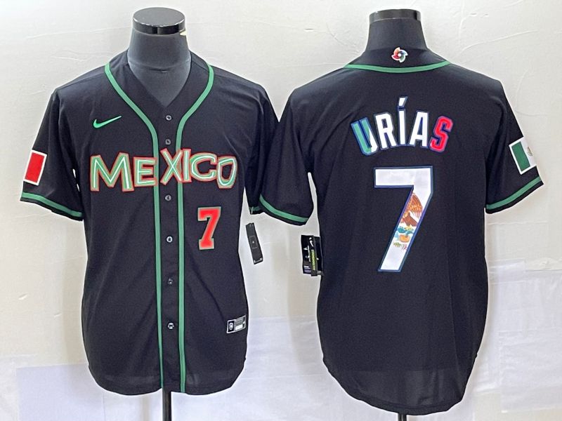 Men 2023 World Cub Mexico #7 Urias Black white Nike MLB Jersey8
